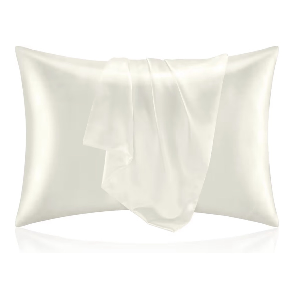 👉 2-Pack Ivory Satin Pillowcases Queen 20” x 30Cooling, Silky Soft, Hair & Skin